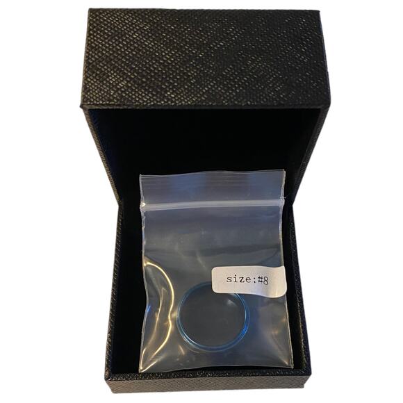 Tusen Tungsten Carbide Men's Silver & Blue Dome Wedding Ring Size 8 - Picture 4 of 7